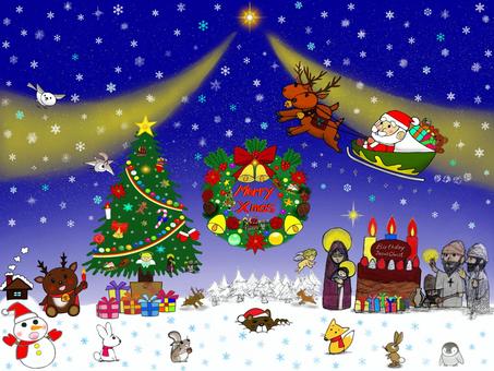 A solemn and sacred Christmas scene under a snowy sky, JPG and PNG A solemn and sacred Christmas scene under a snowy sky, , JPG and PNG