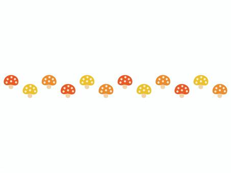 きのこの仕切り線(ジグザグ) きのこ,秋,食べ物,水玉,仕切り線,ジグザグ,ワンポイント,カラフル,ゆるい,かわいいのイラスト素材