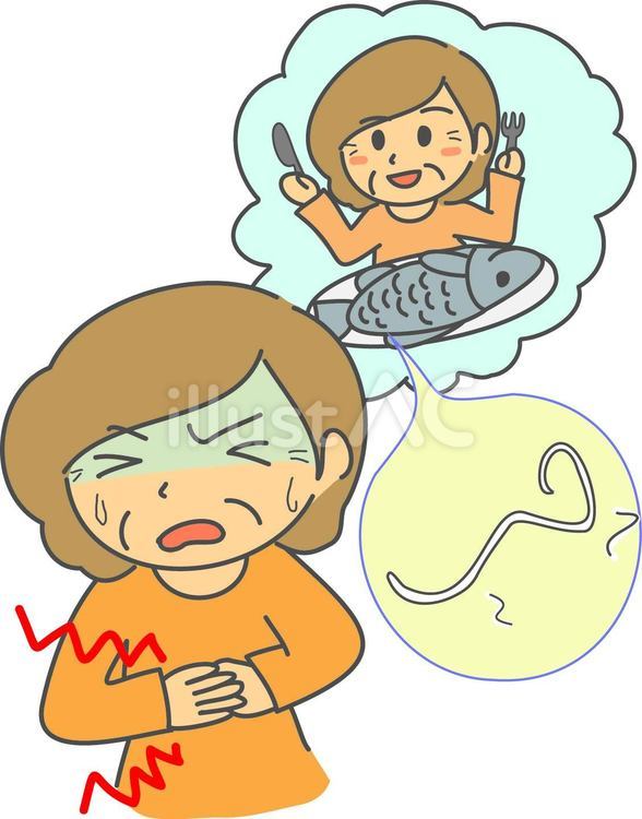 アニサキスと胃の激痛 アニサキス,症状,体調のイラスト素材