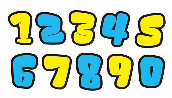 オリジナル数字セットE　太フチ 数字,フォント,オリジナル,文字,フチ文字,袋文字,ポップ,ラフ,落書き風,手書き風のイラスト素材