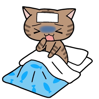 茶トラと体調不良 茶トラ,猫,動物のイラスト素材