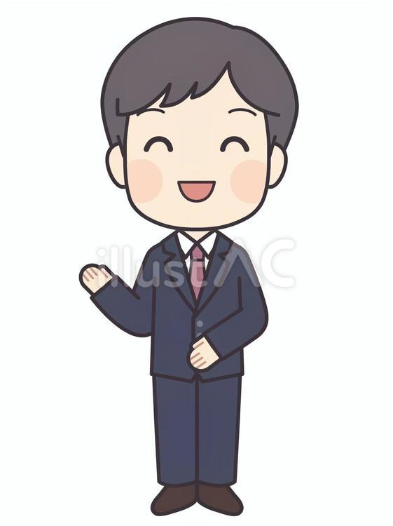 笑顔で案内する男性社員 男性,会社員,事務員のイラスト素材