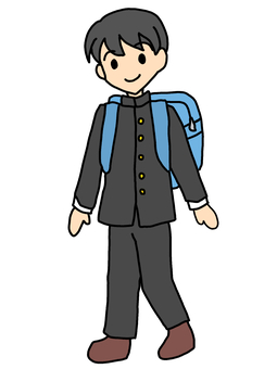 登校　学ラン 登校,学校,学ラン,入学,登下校,新入生,男の子,リュック,学生靴,かわいいのイラスト素材
