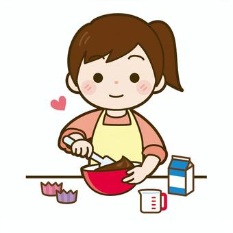 Girl making Valentine's chocolate, , JPG, PNG and EPS