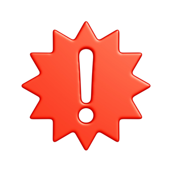 トゲトゲの注意マークの3Dアイコン 注意,禁止,マーク,アイコン,ビックリマーク,エクスクラメーション,警告,アラート,注目,エラーのイラスト素材