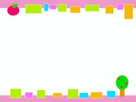 リンゴのシンプルフレーム リンゴ,果物,食べ物,木,植物,フレーム,シンプル,カラフルのイラスト素材