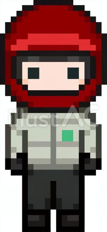 ドット絵の赤のヘルメットの人です。 ドット絵,ヘルメット,シンプルのイラスト素材