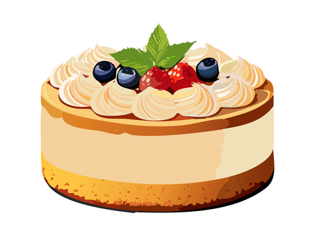 ケーキ5 ケーキ,ショートケーキ,クリーム,フルーツ,イチゴ,ブルーベリー,スポンジ,ホールケーキ,おいしい,おいしそうのイラスト素材