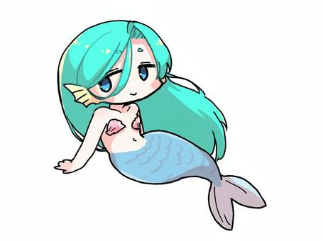 人魚な女の子 女の子,キャラクター,キャラ,sdキャラ,ちびキャラ,デフォルメ,かわいい,人魚,マーメイド,モンスターのイラスト素材