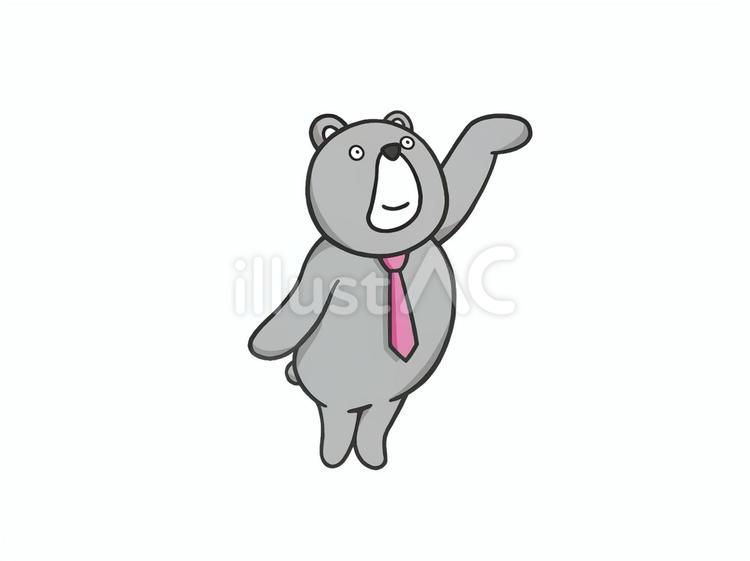 おいでのポーズをする動物の熊(クマ) 熊,動物,ネクタイのイラスト素材