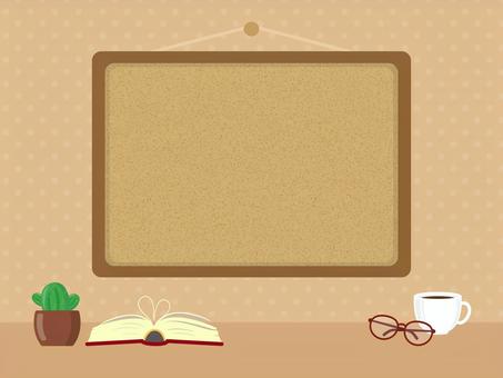 Book, plant, coffee, glasses and corkboard, this, cork board, background, JPG and PNG