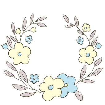 かわいいお花の丸いフレーム　手描き 花,フレーム,丸,円形,ラウンド,リース,枠組み,飾り枠,シンプル,豪華のイラスト素材