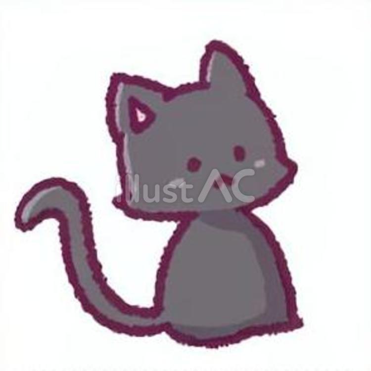 黒猫の手描きイラスト 黒猫,ネコ,動物のイラスト素材