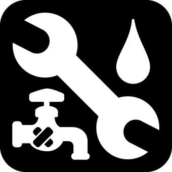 水道メンテナンスのアイコン 水道,修理,メンテナンス,修繕,スパナ,レンチ,水,工具,蛇口,水滴のイラスト素材