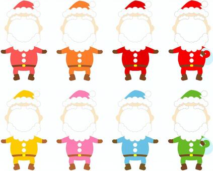 サンタクロースのカラフル顔フレームセット クリスマス,顔,サンタクロース,フレーム,ベクター,セット,カラフル,かわいい,枠,飾り罫のイラスト素材