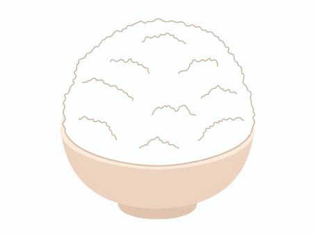 ピンクの茶碗に盛られた大盛りご飯　白背景 ごはん,白米,米,大盛り,山盛り,食べ物,飯,茶碗,白背景,美味しいのイラスト素材