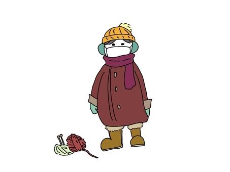 厚着をする人 人,人物,寒がり,冬服,厚着,防寒のイラスト素材