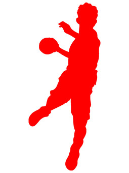 スポーツ　ハンドボール　シルエット　赤