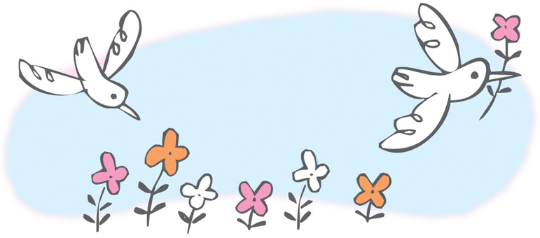 しあわせ しあわせ,ハト,白鳩,草花,摘む,平和,安らぎ,平穏,幸福,優しさのイラスト素材