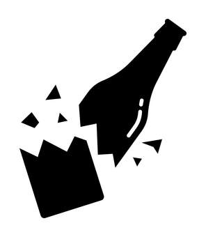 割れた瓶のシルエット 瓶,割れる,ガラス,破片,ゴミ,アイコン,シルエット,黒のイラスト素材