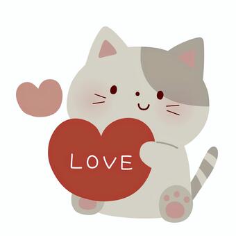 ハートを持った猫 ハート,猫,バレンタイン,動物,love,好き,絵本,可愛い,ゆるい,手描きのイラスト素材