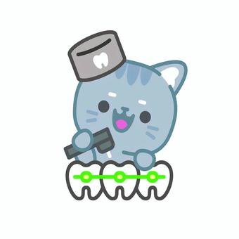 イラスト036 イラスト036 猫,ねこ,歯医者,歯,矯正,かわいい,動物,キャラクター,ペット,歯科のイラスト素材