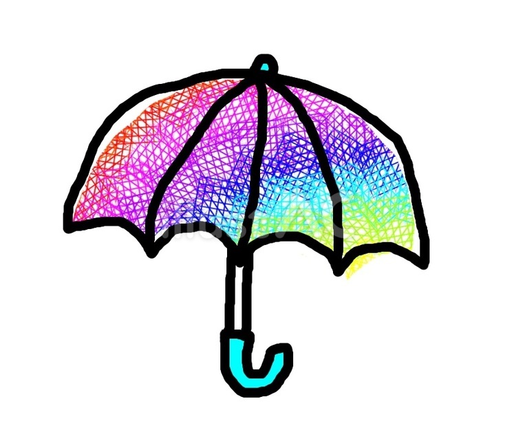 虹色のかさ 傘,雨,梅雨のイラスト素材