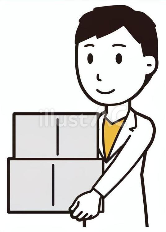  男性医師白衣(黄)-355-バスト ダンボール,医者,医師のイラスト素材