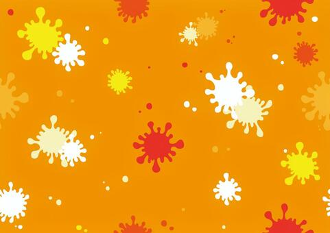 オレンジ色のポップなペンキの飛沫の模様 ペンキ,飛沫,液だまり,ポップ,オレンジ色,シームレス,背景のイラスト素材