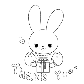 Thank you rabbit line drawing, , JPG and PNG