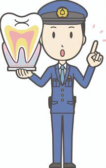 Illustration, a policeman, police officer, tooth, 