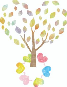 木を囲むハート 木を囲むハート ハート,心,優しい,水彩,育てる,育む,命,生命,守る,大切のイラスト素材