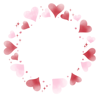 ハートのかわいい丸いフレーム　手描き ハート,かわいい,赤色,ピンク色,円,丸い,リング,枠,フレーム,愛のイラスト素材