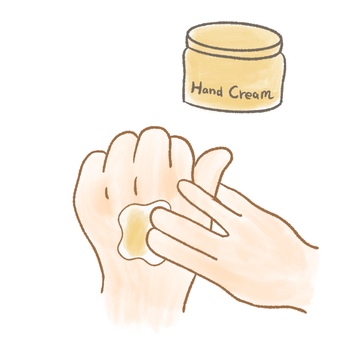 ハンドクリーム（オレンジ） ハンドクリーム,保湿,手,乾燥,クリーム,スキンケア,手荒れ,キレイ,美容,手の甲のイラスト素材