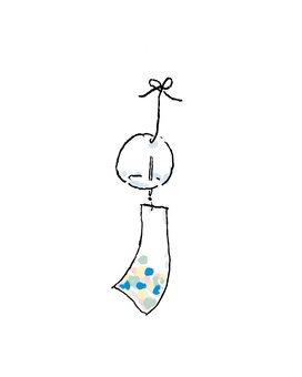 Illustration, wind chimes, polka dot, summer, 