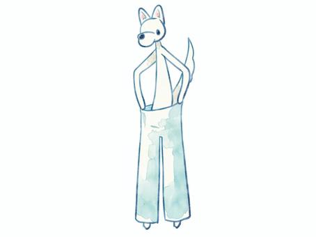 ぶかぶか犬 犬,可愛い,ぶかぶか,ゆるゆる,大きい,ダイエット,ボトム,ズボン,パンツ,水彩風のイラスト素材
