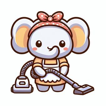 Mother elephant vacuuming, like, mother, clean up, JPG and PNG