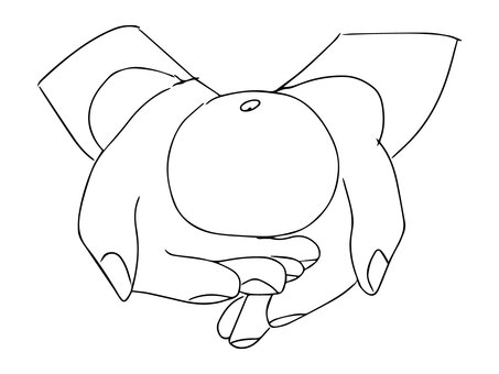 手の平に乗せたみかん 手の平,みかん,果物,食べ物,乗せる,両手,片手,手描きのイラスト素材