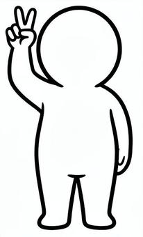 ピース棒人間 棒人間,人,シルエット,人間,ピースのイラスト素材