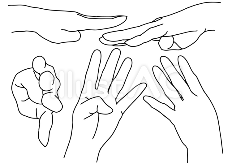 4を作る左手　線画 手,線画,4のイラスト素材
