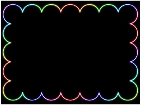 モコモコフレ−ム　ネオン　虹色 モコモコ,ふわふわ,フレ−ム,ポストカード,メッセージカード,ネオン,グラデーション,虹色,レインボー,黒のイラスト素材