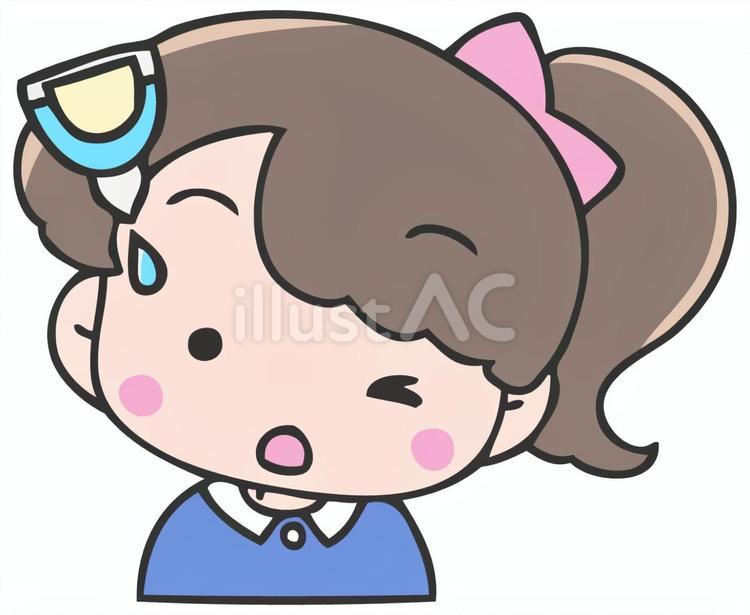 目薬をさす女の子 目薬,眼精疲労,ドライアイのイラスト素材
