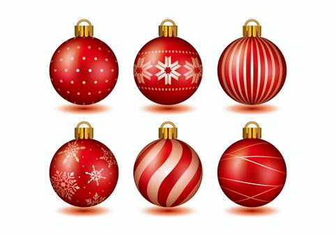 イラスト：クリスマス_オーナメント クリスマス,ツリー,プレゼント,イブ,飾り,シンプル,素材,赤,球,玉のイラスト素材