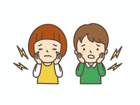 虫歯が痛い子供 虫歯,痛い,子供,歯,人物,口腔ケア,歯痛,悩む,表情,痛みのイラスト素材