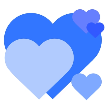 重なった5つの大小のハート＿ブルー ハート,love,メッセージ,気持ち,想い,バレンタイン,パステル,カード,マーク,ワンポイントのイラスト素材