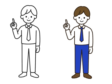 指を差す男性　イラスト 手書き,手描き,手書きイラスト,人物,大人,シンプル,イラスト,指差し,指を差す,指をさすのイラスト素材