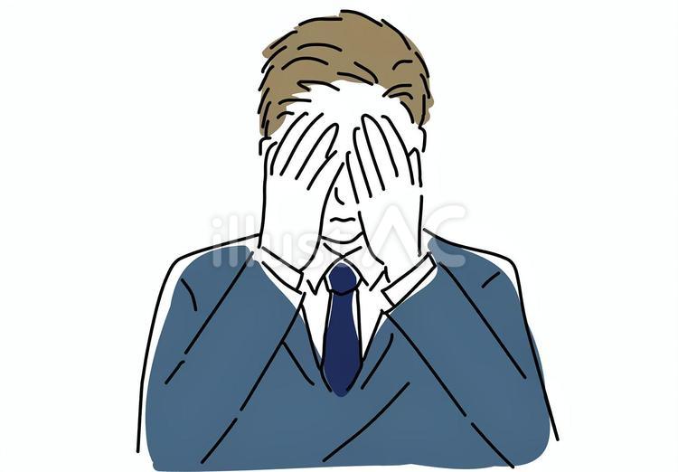 落ち込んで顔を覆うビジネスマン ビジネスマン,落ち込む,うつのイラスト素材