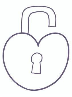 ハートの南京錠（ロック）線画 南京錠,ロック,ハート,施錠,保護,防犯,安全,セキュリティー,鍵穴,解錠のイラスト素材