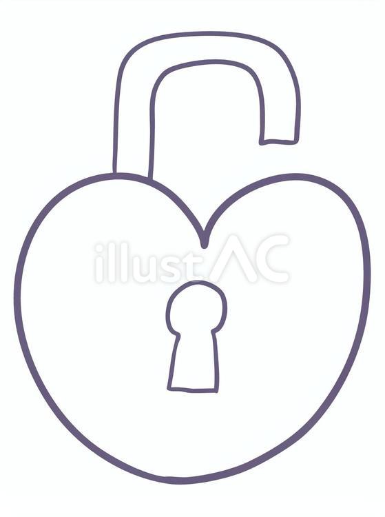 ハートの南京錠（ロック）線画 南京錠,ロック,ハートのイラスト素材