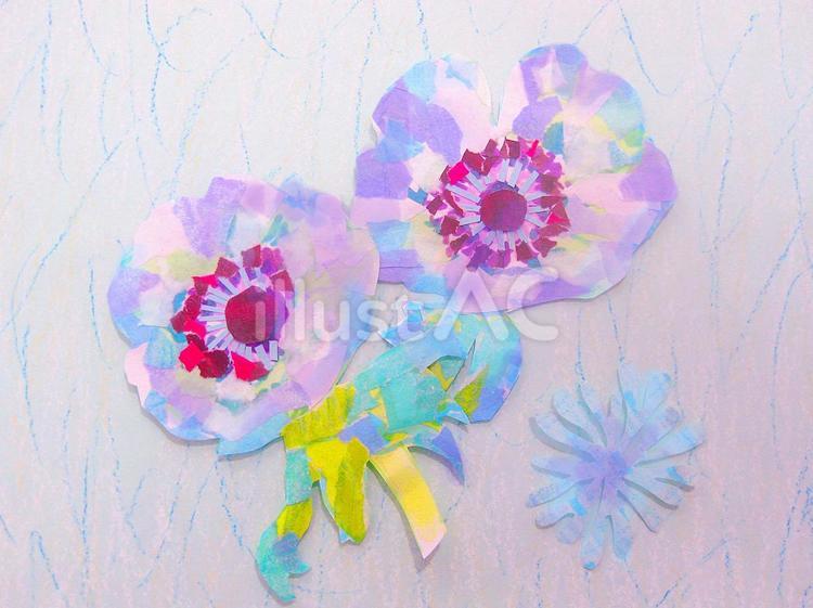 絵本のようなアネモネの花の切絵イラスト 花,アネモネ,手書きのイラスト素材
